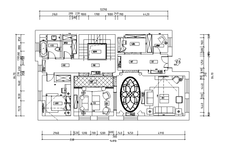 [黑龙江]新装饰主义风格别墅设计施工图（附效果图+材料表）-家具定位图