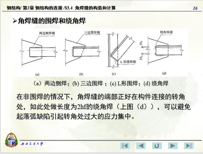 角焊缝的构造和计算-西南交通大学-角焊缝的围焊和绕角焊