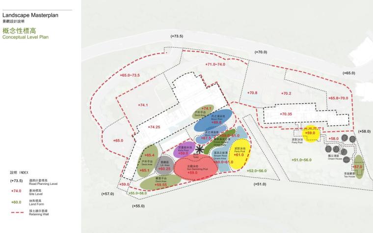 [台湾]礁溪悦来大饭店温泉旅馆景观方案文本（兰阳文化，现代）-C景观设计说明概念性标高