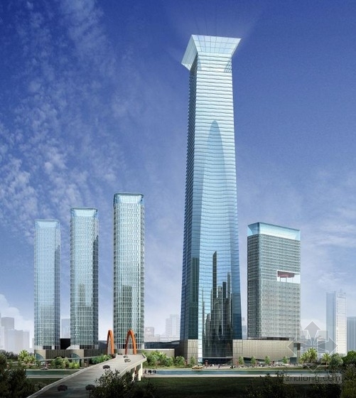 [天津]超高层弧形“宝瓶”造型国际贸易中心建筑设计方案文本-超高层弧形“宝瓶”造型国际贸易中心建筑效果图 