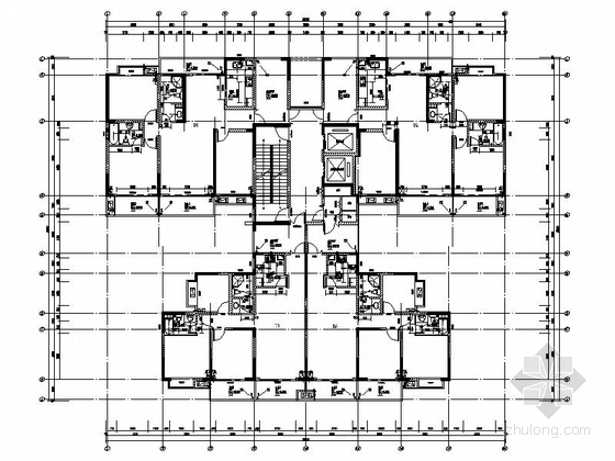 [湖南]25层现代风格商住两用住宅建筑施工图（知名设计院 2015年）-25层现代风格商住两用住宅建筑平面图