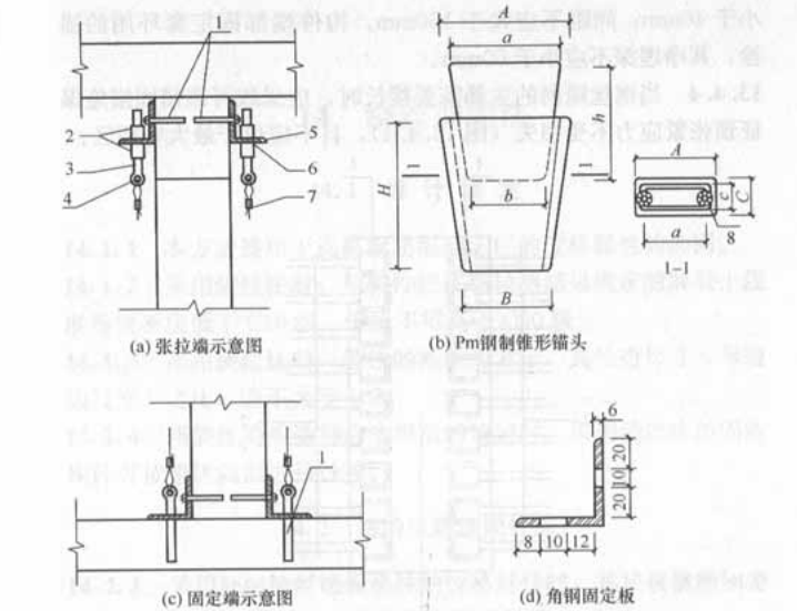 混凝土结构加固设计规范GB50367-2013-6采用锥形锚头紧固钢丝绳的端部锚固构件