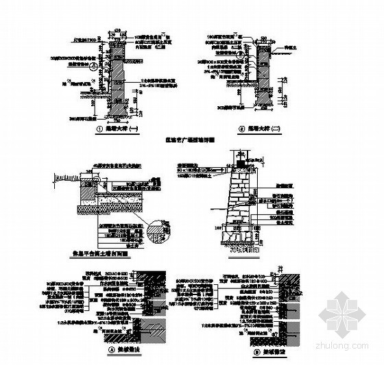石砌挡土墙剖面资料下载-挡土墙剖面做法大样