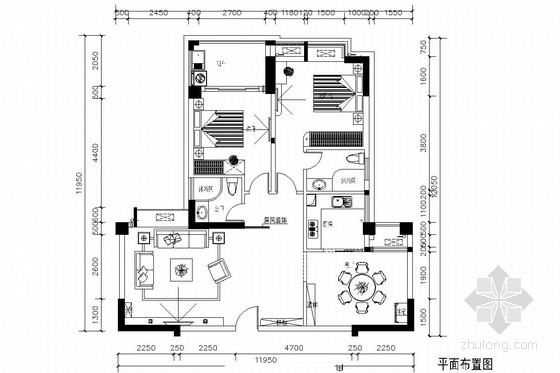 客厅沙发背景墙立面图资料下载-南北通透户型现代风格两居室装修图