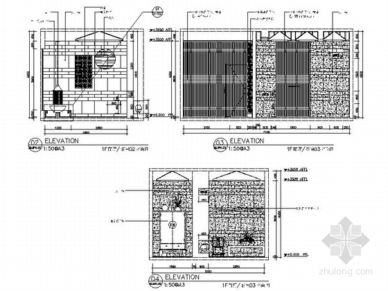 [新疆]1200㎡现代风格会所室内装修施工图（含实景图）-[新疆]1200㎡现代风格会所室内装修施工图前厅茶室立面图 