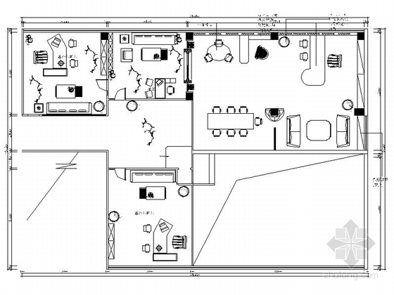 高档办公空间装饰施工图资料下载-高档现代风格总经理办公室装修施工图（含效果）