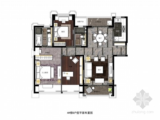 奢华低调三居室资料下载-[无锡]现代奢华大三居室内设计方案图