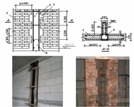 建筑企业住宅楼防渗漏节点做法指导（屋面 砌体 门窗 节点做法详图）-构造柱节点大样图 