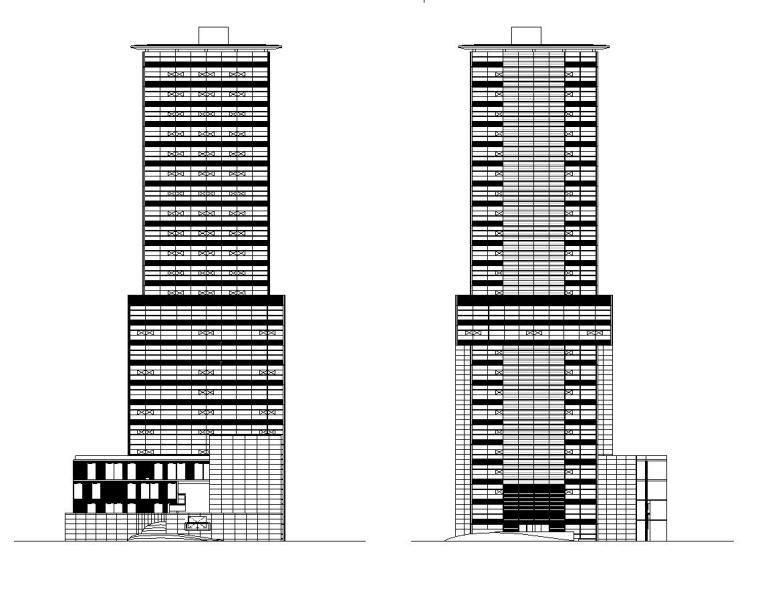 [上海]现代风格国际设计中心建筑施工图设计—同济-01 立面图