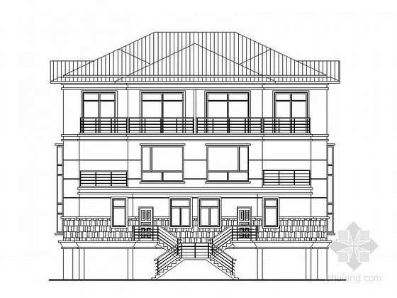 仿古别墅全套CAD施工图资料下载-[仿古]某三层中式双拼别墅建筑施工图