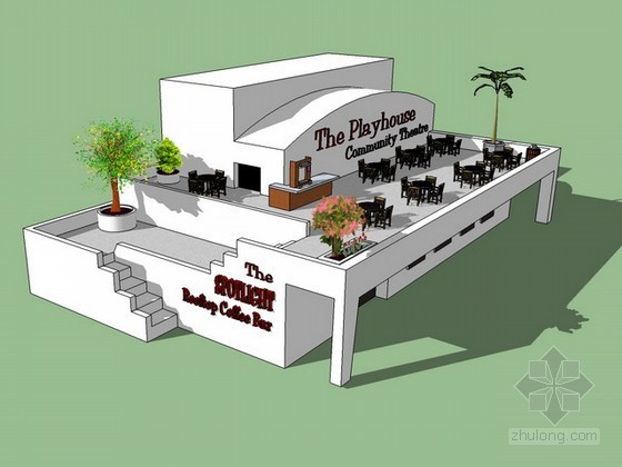 现代休闲餐厅设计资料下载-室外休闲餐厅sketchup模型下载