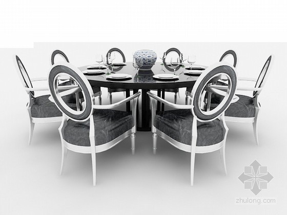 八人桌椅模型下载资料下载-八人餐桌椅组合