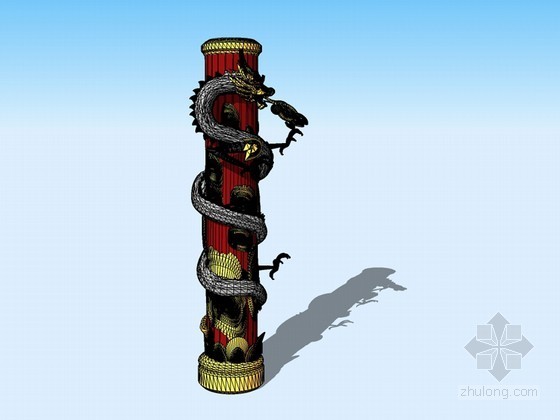 欧式景观灯柱模型资料下载-龙柱SketchUp模型下载