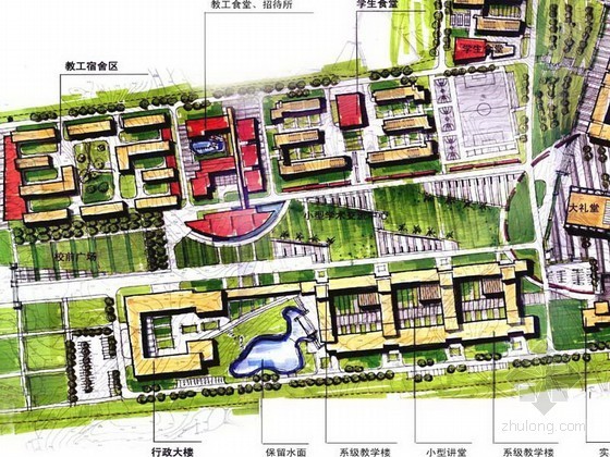 西安建筑大学快题规划资料下载-[考研手绘快题]某高校小区规划图