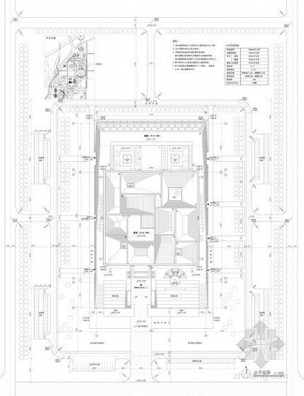 [河南]3层现代风格大型博物馆建筑设计方案文本（含cad）-博物馆总平面图 