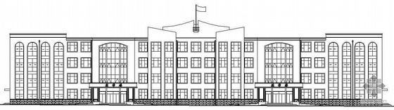 工业风教学楼设计效果图资料下载-某小学四层教学楼建筑施工图（有效果图）