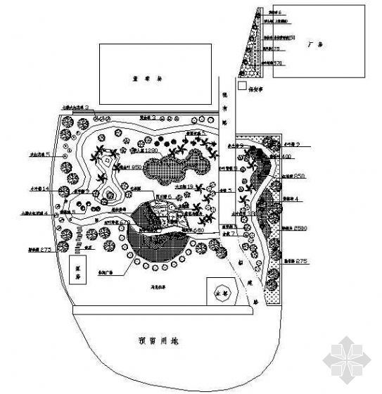 居住小区小游园施工图资料下载-某小游园绿化施工图