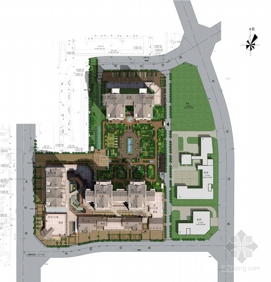 [四川]新古典风格住宅小区规划设计方案文本（知名设计院）-新古典风格住宅小区规划设计方案总平面图
