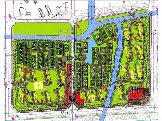 [江苏]环湖地块现代风格高层住宅区规划设计方案文本（含详细CAD 两个地块）-环湖地块现代风格高层住宅区规划总平面图