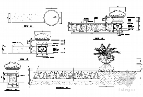 [珠海]亚热带风情商住社区园林景观工程施工图-花钵详图