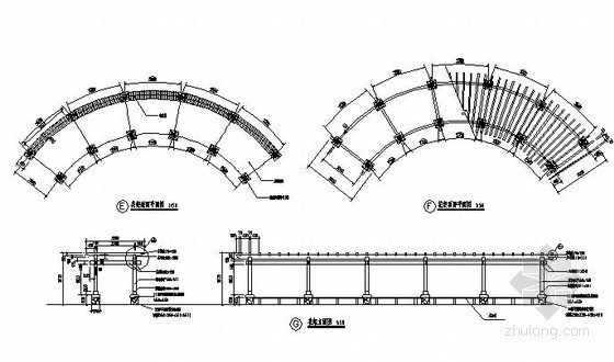 木质廊架cad施工资料下载-木质弧形花架施工大样