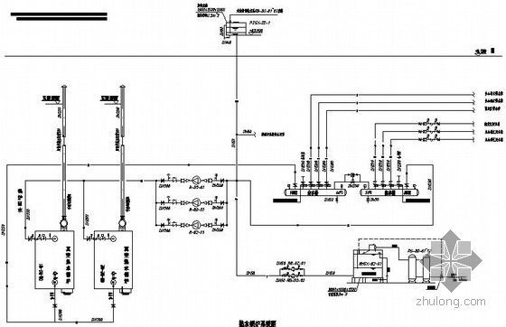 [成都]超高层商业国际广场暖通全套图纸（大样图丰富，150米）-热力系统图