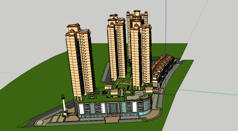 居住小区会所模型资料下载-高层居住小区建筑方案设计模型