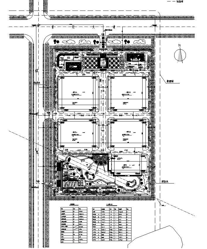 [安徽]现代风格新厂区企业办公楼地块规划设计方案文本及CAD施工图纸-排水总平面图