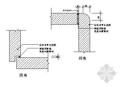 别墅三跑转角楼梯大样图资料下载-石材墙面转角大样图