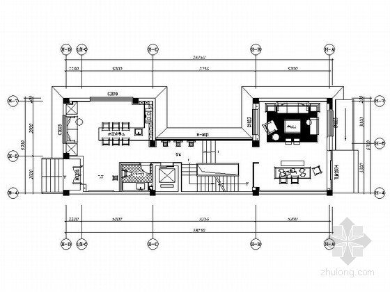一层办公室建筑结构图资料下载-[山东]现代风格五层办公室装修施工图