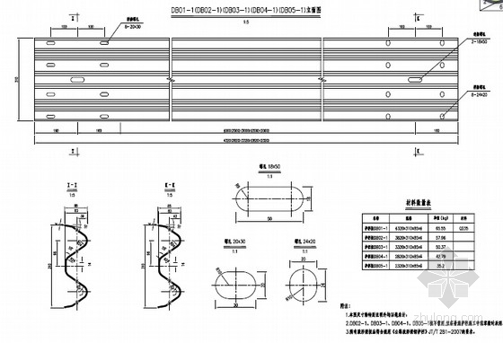 [湖北]高速公路5条匝道A型单喇叭互通新建工程交通安全设施设计图111张-波形梁护栏板设计图 