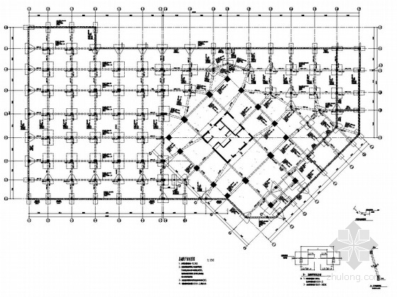 [湖北]二十九框架核心筒结构写字楼结构施工图（137.6米）-基础梁平面布置图 