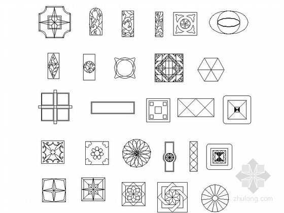 地面拼花图片资料下载-各式地面拼花CAD图块下载