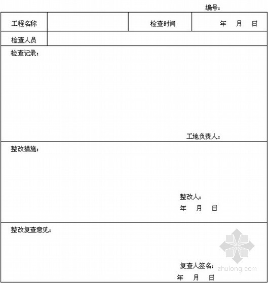 名企编制项目经理部标准化管理制度汇编（318页）-安全生产检查记录表 