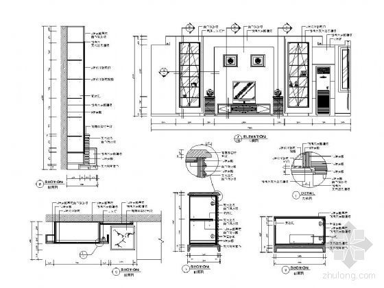 电视背景墙设计详图资料下载-电视背景墙装修详图