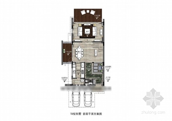 露台花园设计方案资料下载-[珠海]海滨花园现代三层别墅设计方案图