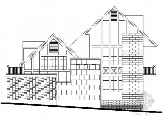 某二层双拼度假别墅建筑方案图（256平方米）-图5