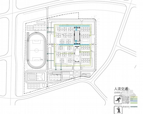 [上海]大型中学校区规划及单体设计方案文本-校区分析图