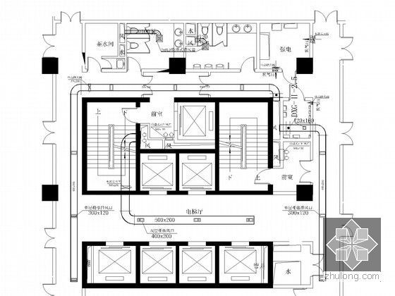 [上海]小高层商务大厦空调及通风系统设计施工图（风冷热泵）-卫生间通风平面图