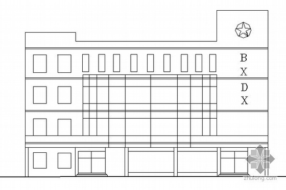 移动营业厅办公楼资料下载-某县城四层移动公司办公楼建筑方案图
