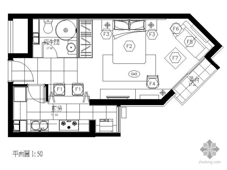 一室一厅小户型装修案例资料下载-现代风格一室一厅装修图