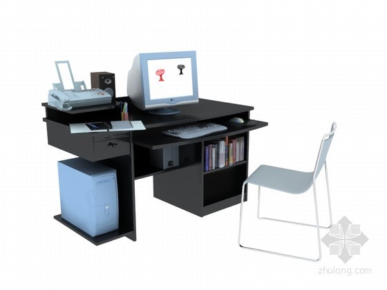 桌椅3d模型资料下载-电脑桌椅3D模型下载