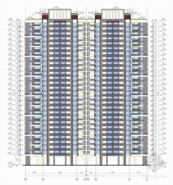 [广州]现代风格住宅区规划及单体方案文本-住宅区立面图