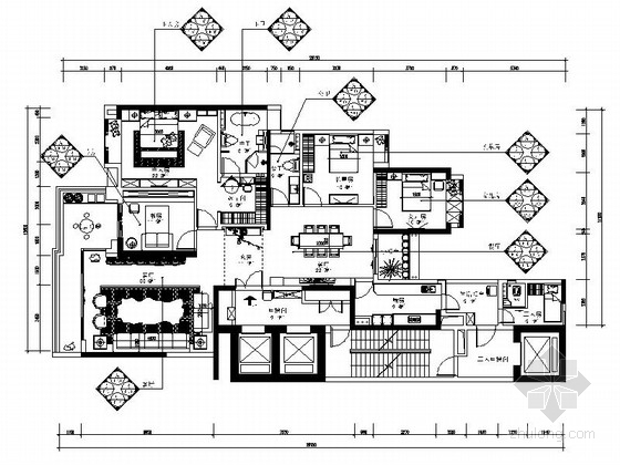 精装项目广州资料下载-[广州]CBD中心区现代中式精装六居室施工图（含效果）