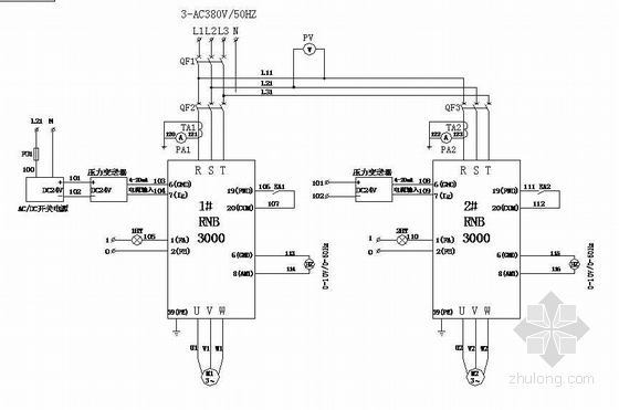变频器一控二资料下载-风机用变频器原理接线图