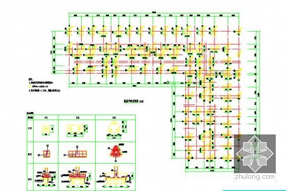 [江西]大型公租房项目建筑工程预算书(6个单体CAD图纸百余张)- 1#楼柱基平面布置图