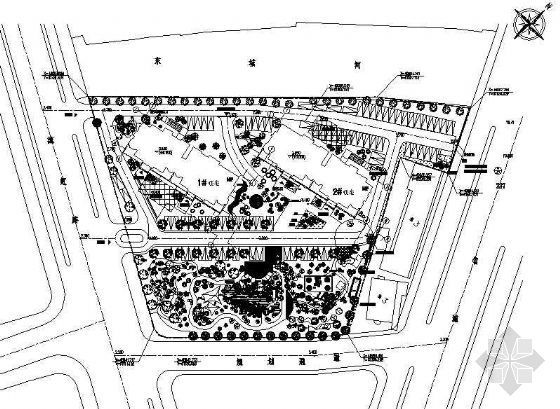 道路植物平面图资料下载-某小区中央花园绿化平面图