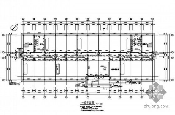 [毕业设计]河南某办公楼建筑装饰工程招标控制价及预算实例(附图纸118页)-一层平面图