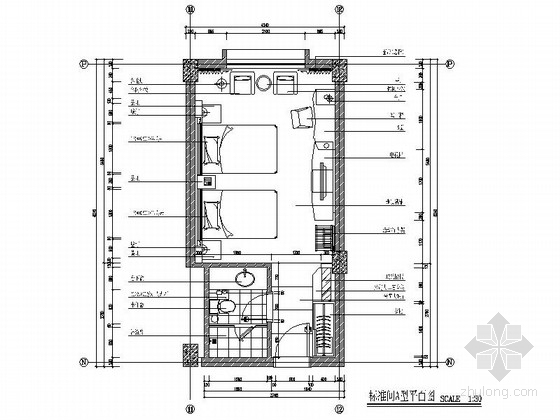 四星酒店建筑施工图资料下载-[广东]某四星酒店标准间施工图