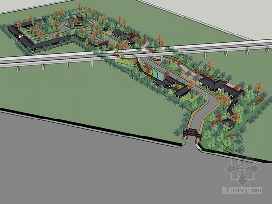 古典建筑规划资料下载-古典建筑园林SketchUp模型下载